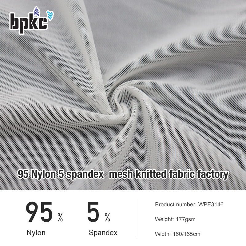 95 Nylon 5 spandex  mesh knitted fabric factory